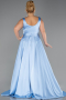 Robe Grande Taille Longue Satin Bleu clair ABU6576