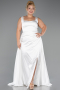 Robe Grande Taille Longue Satin Blanc ABU6576
