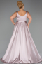 Robe Grande Taille Longue Satin Couleur Rose ABU6576