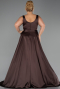 Robe Grande Taille Longue Satin Brun ABU6576