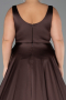 Robe Grande Taille Longue Satin Brun ABU6576