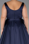 Robe Grande Taille Longue Satin Bleu Marine ABU6576