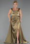 Robe Grande Taille Longue Satin Vert Huile ABU6576