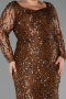 Robe de Soirée Grande Taille Longue Squameuse Brun clair ABU5937