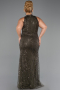 Robe De Soirée Grande Taille Perlé Longue Kaki Foncé ABU5063