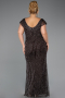 Robe de Soirée Grande Taille Longue Pierreux Brun ABU5439