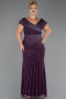 Robe de Soirée Grande Taille Longue Pierreux Violet ABU5439