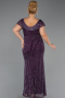 Robe de Soirée Grande Taille Longue Pierreux Violet ABU5439