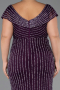 Robe de Soirée Grande Taille Longue Pierreux Violet ABU5439