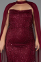 Robe de Soirée Grande Taille Longue Perlé Rouge Bordeaux ABU6545