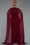 Robe de Soirée Grande Taille Longue Perlé Rouge Bordeaux ABU6545
