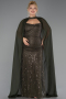 Robe de Soirée Grande Taille Longue Perlé Kaki ABU6545