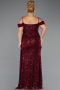 Robe De Soirée Grande Taille Longue Squameuse Rouge Bordeaux ABU6134
