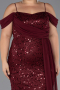 Robe De Soirée Grande Taille Longue Squameuse Rouge Bordeaux ABU6134