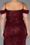 Robe De Soirée Grande Taille Longue Squameuse Rouge Bordeaux ABU6134