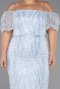 Robe De Invitation Grande Taille Midi Perlé Bleu clair ABK2689