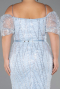 Robe De Invitation Grande Taille Midi Perlé Bleu clair ABK2689