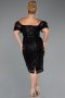 Robe De Invitation Grande Taille Midi Perlé Noir ABK2689