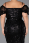 Robe De Invitation Grande Taille Midi Perlé Noir ABK2689