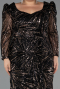 Robe de Soirée Grande Taille Longue Perlé Noir ABU5388