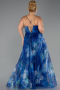 Robe De Graduation Grande Taille Longue Bleu Saxe ABU6586