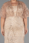Robe Grande Taille Longue Perlé Or ABU5722