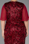 Robe Grande Taille Longue Squameuse Rouge Bordeaux ABU6373