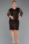 Robe De Invitation Grande Taille Midi Squameuse Brun ABK2546