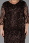 Robe De Invitation Grande Taille Midi Squameuse Brun ABK2546
