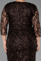 Robe De Invitation Grande Taille Midi Squameuse Brun ABK2546