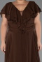Robe De Soirée Grande Taille Longue Mousseline Brun ABU032