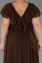 Robe De Soirée Grande Taille Longue Mousseline Brun ABU032