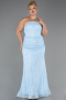 Robe De Soirée Grande Taille Longue Dantelle Bleu clair ABU6280
