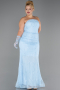 Robe De Soirée Grande Taille Longue Dantelle Bleu clair ABU6280