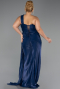 Robe De Soirée Grande Taille Longue Mousseline Bleu Marine ABU6631