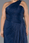 Robe De Soirée Grande Taille Longue Mousseline Bleu Marine ABU6631