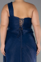 Robe De Soirée Grande Taille Longue Mousseline Bleu Marine ABU6631