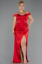 Robe De Soirée Grande Taille Longue Satin Rouge ABU6577