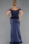 Robe De Soirée Grande Taille Longue Satin Bleu Marine ABU6577
