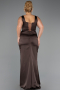 Robe Grande Taille Longue Satin Brun ABU6543