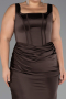 Robe Grande Taille Longue Satin Brun ABU6543