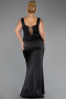 Robe Grande Taille Longue Satin Noir ABU6543