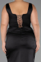 Robe Grande Taille Longue Satin Noir ABU6543