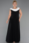 Robe Grande Taille Longue Mousseline Noir-Blanc ABU6587