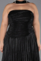 Robe De Soirée Grande Taille Longue Mousseline Noir ABU5958