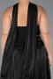 Robe De Soirée Grande Taille Longue Mousseline Noir ABU5958