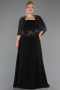 Robe Grande Taille Longue Mousseline Noir ABU6529