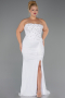 Robe Grande Taille Longue Dantelle Blanc ABU6364