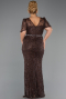 Robe Grande Taille Longue Perlé Brun ABU6583