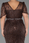 Robe Grande Taille Longue Perlé Brun ABU6583